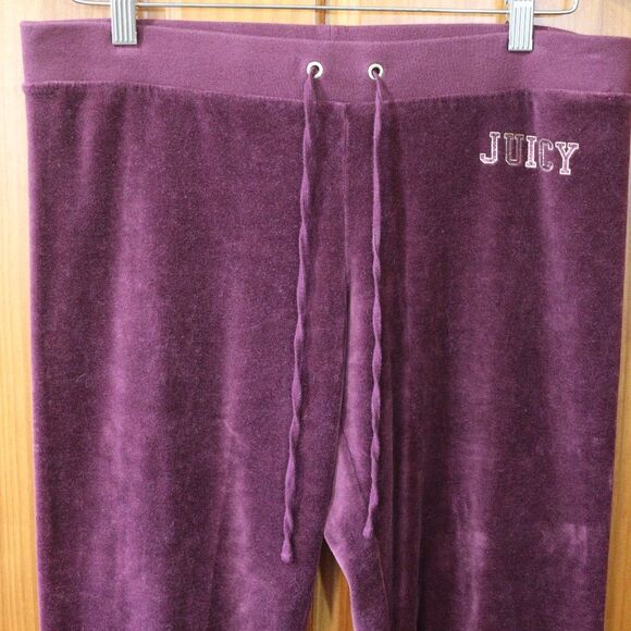 Juicy Couture Maroon & Gold Velour Jogger Pants Y2K Medium - Picture 2 of 12